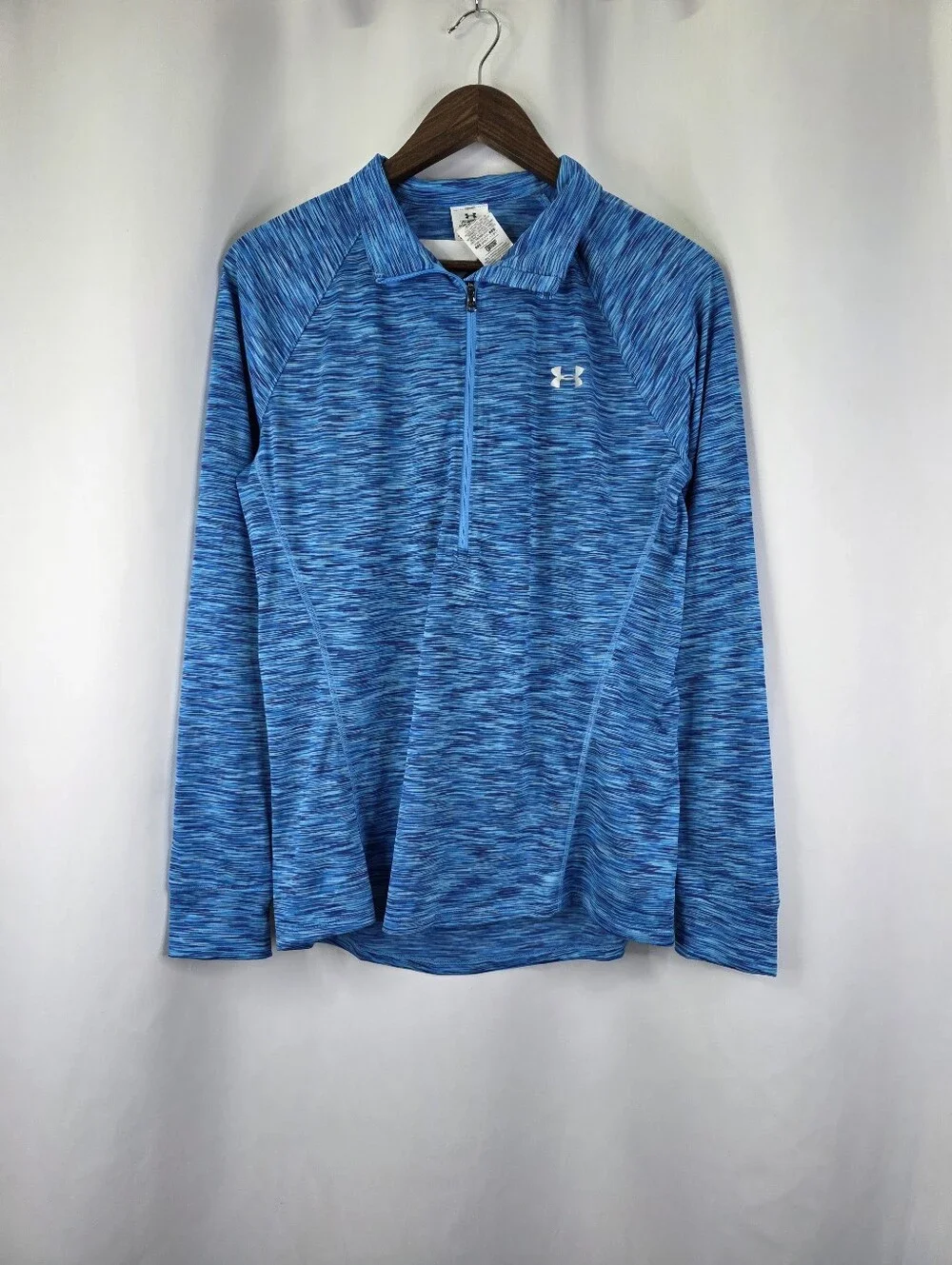 Under Armour Women’s Large Pullover 1/4 Zip Blue Stretch Long Sleeve Lightweight
